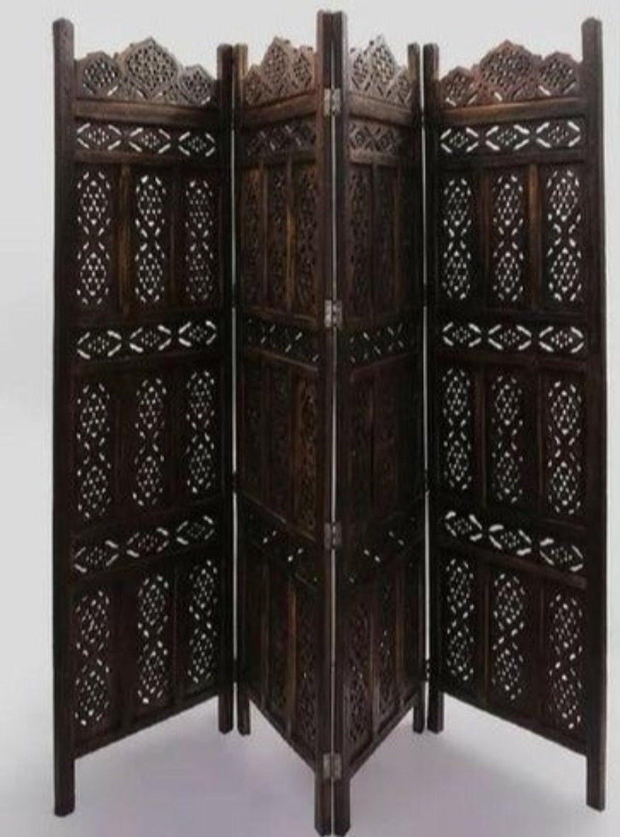 Wooden Partition Screen Room Divider in 4 Panel - Wooden Twist UAE