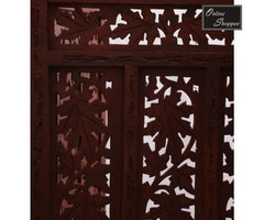 Brown Wooden Partition Screen Room Divider In 4 Panel - Wooden Twist UAE