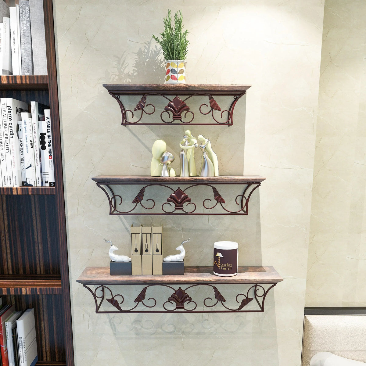 Hermosa Floating Wall Shelves in Wood & Iron
