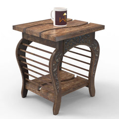 Lopat End Table Hand Carved - Wooden Twist UAE