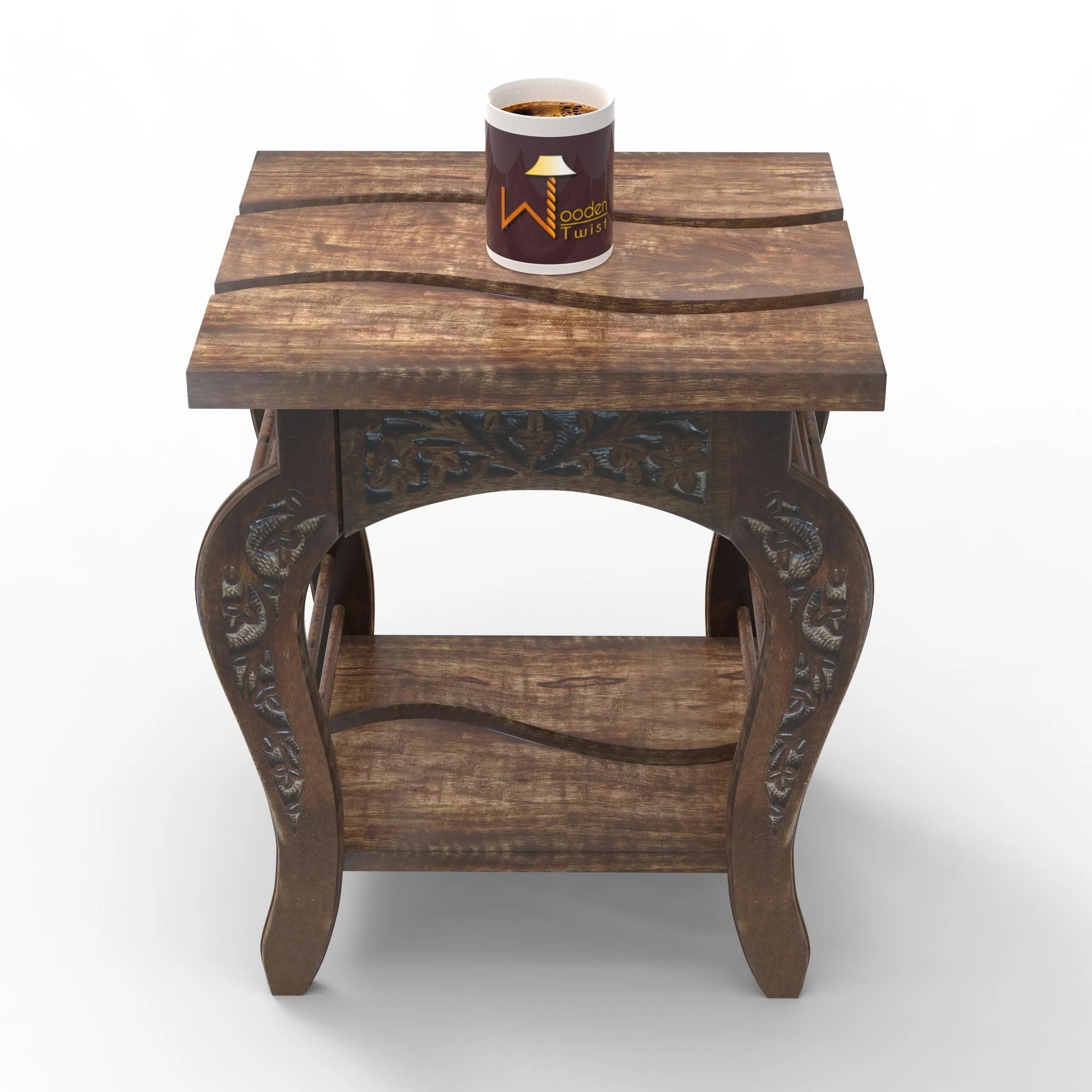 Lopat End Table Hand Carved - Wooden Twist UAE