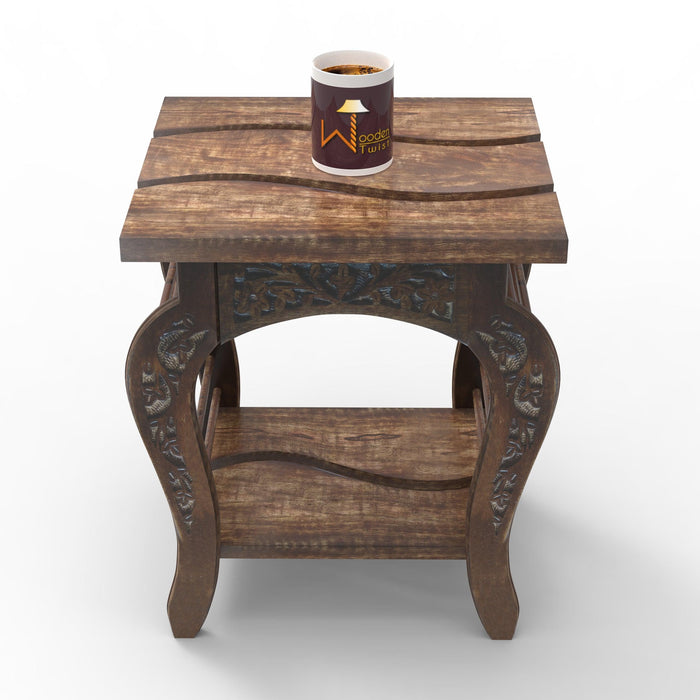 Lopat End Table Hand Carved