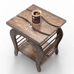 Lopat End Table Hand Carved - Wooden Twist UAE