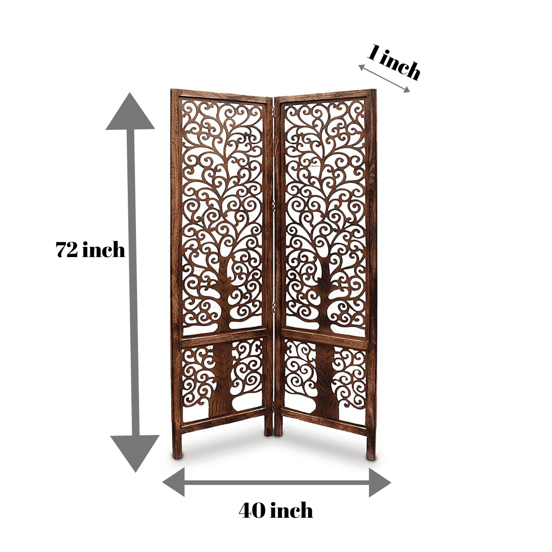 Handcrafted Brown Wooden Room Partition/Divider Screen - Wooden Twist UAE