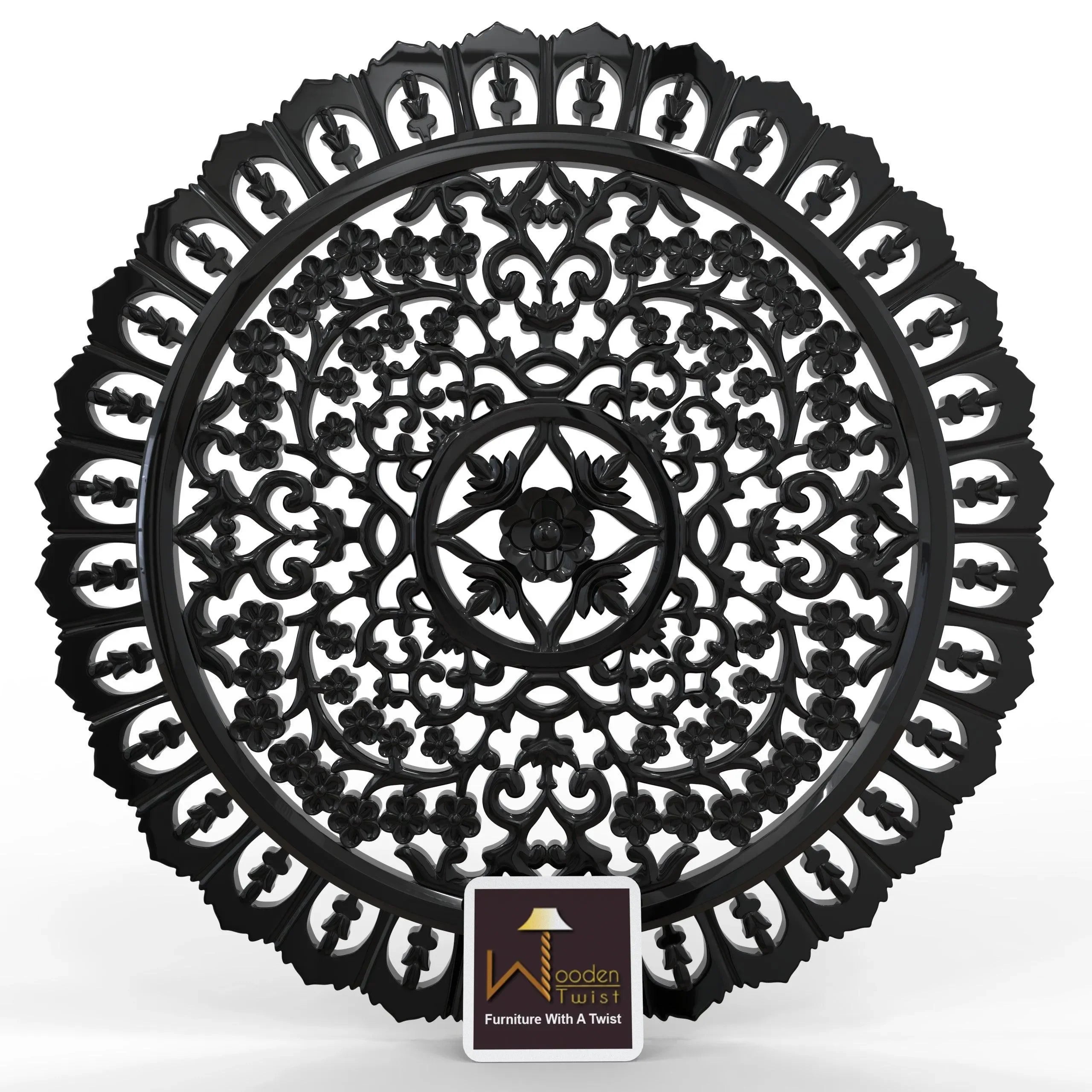 Round Wood Hand Carved Wall Panel - Wooden Twist UAE