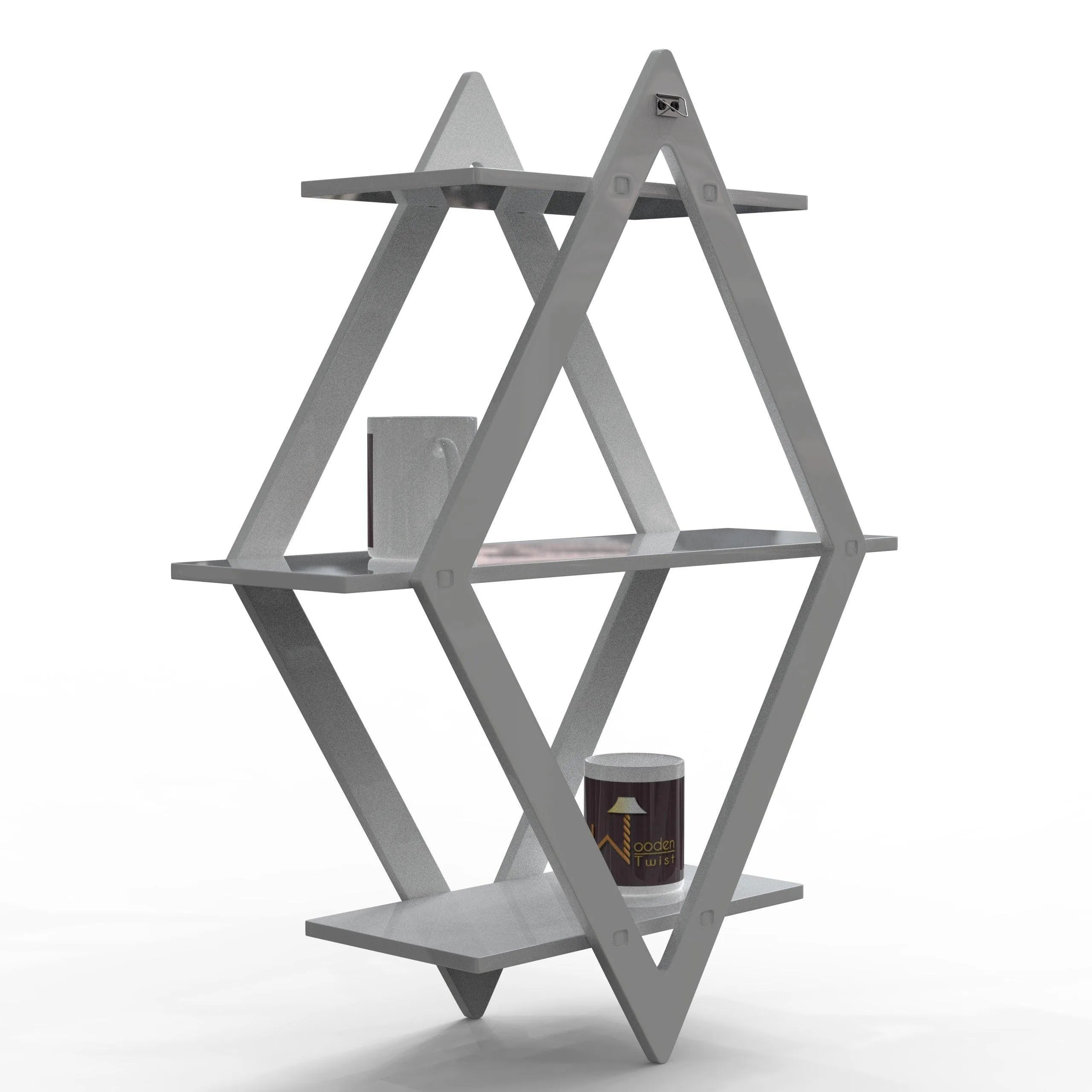 Rhombus Shelf Floating Wall Shelf For Living Room - Wooden Twist UAE