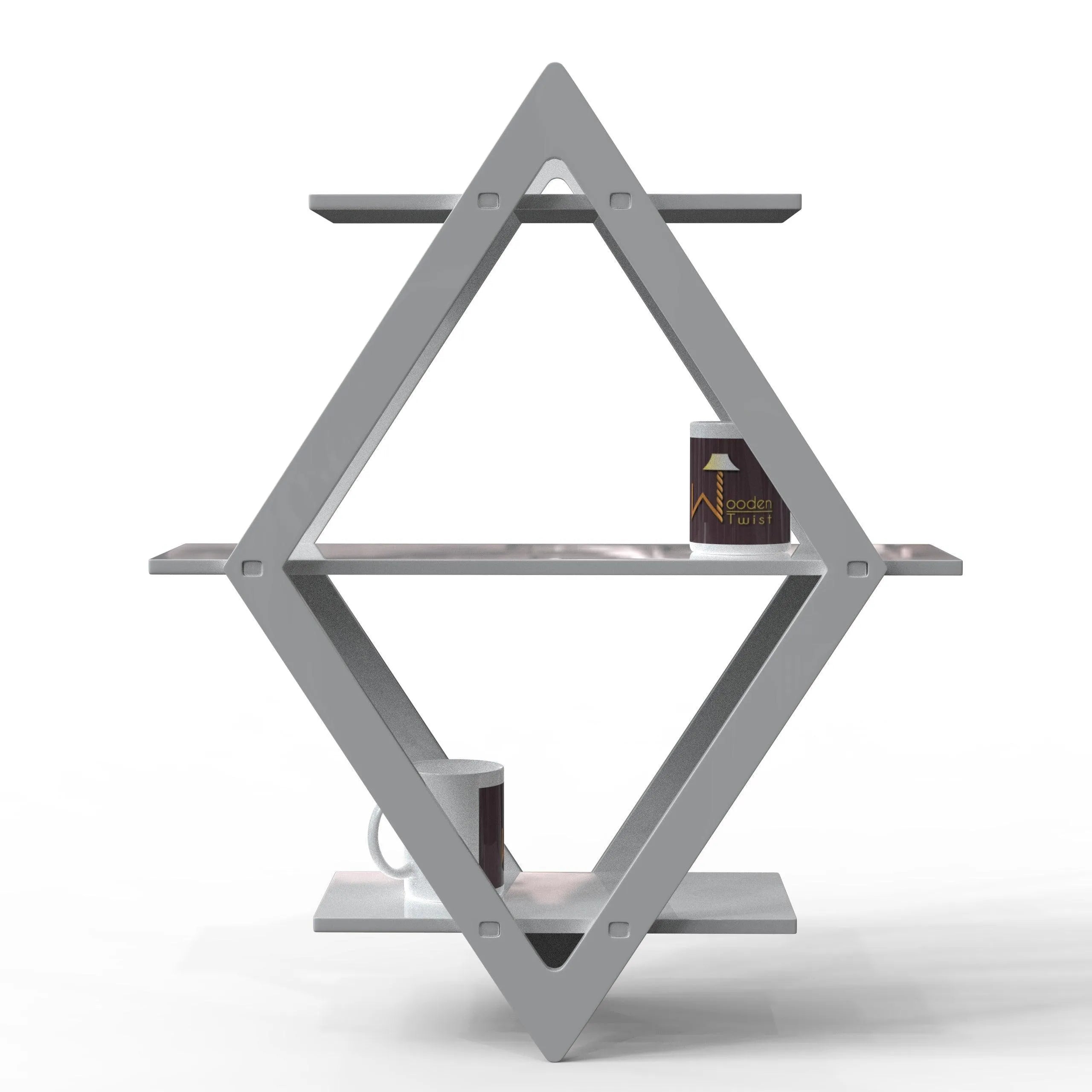 Rhombus Shelf Floating Wall Shelf For Living Room - Wooden Twist UAE