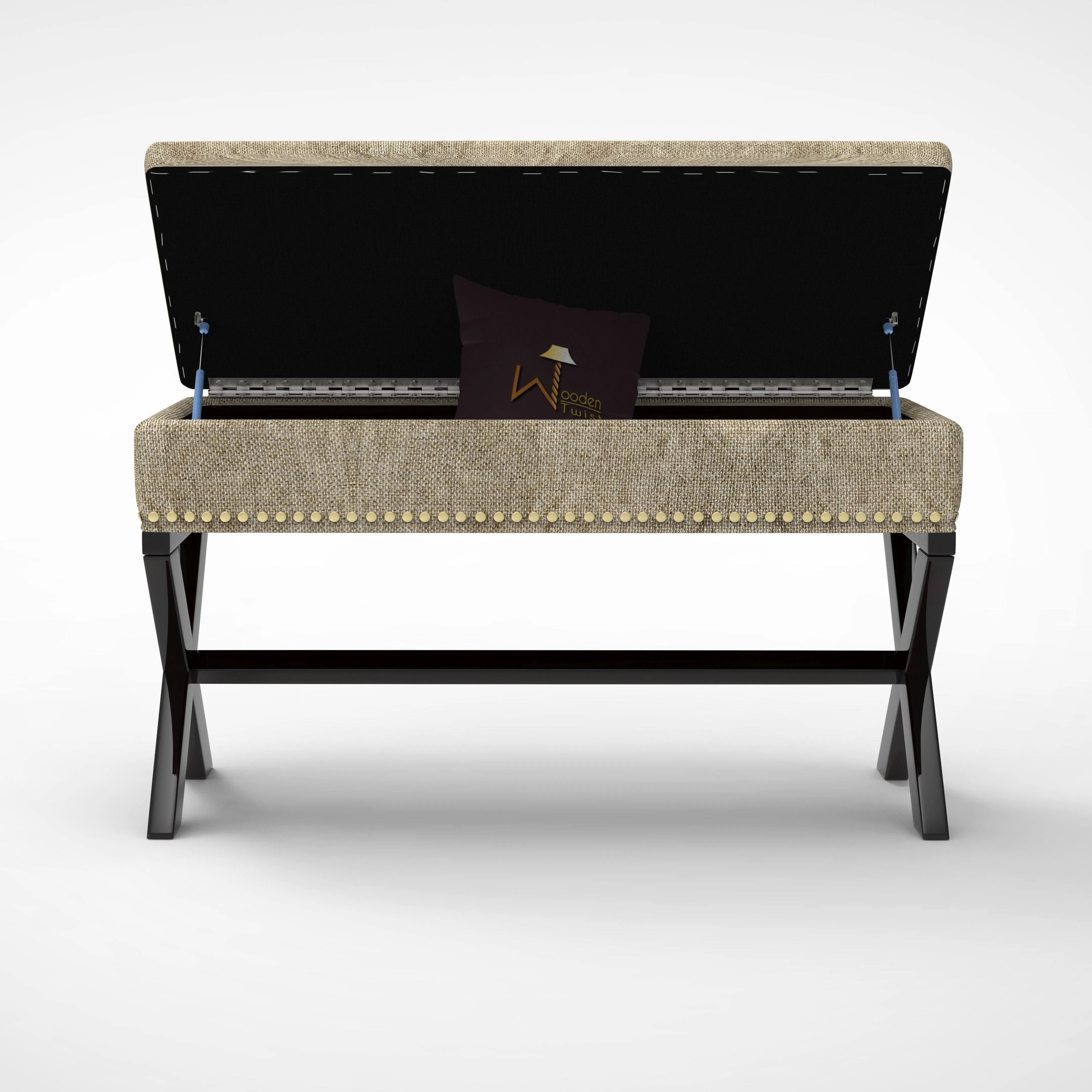 Rectangle Bench Storage in Ottoman Style, for Entryway or Living Room - WoodenTwist