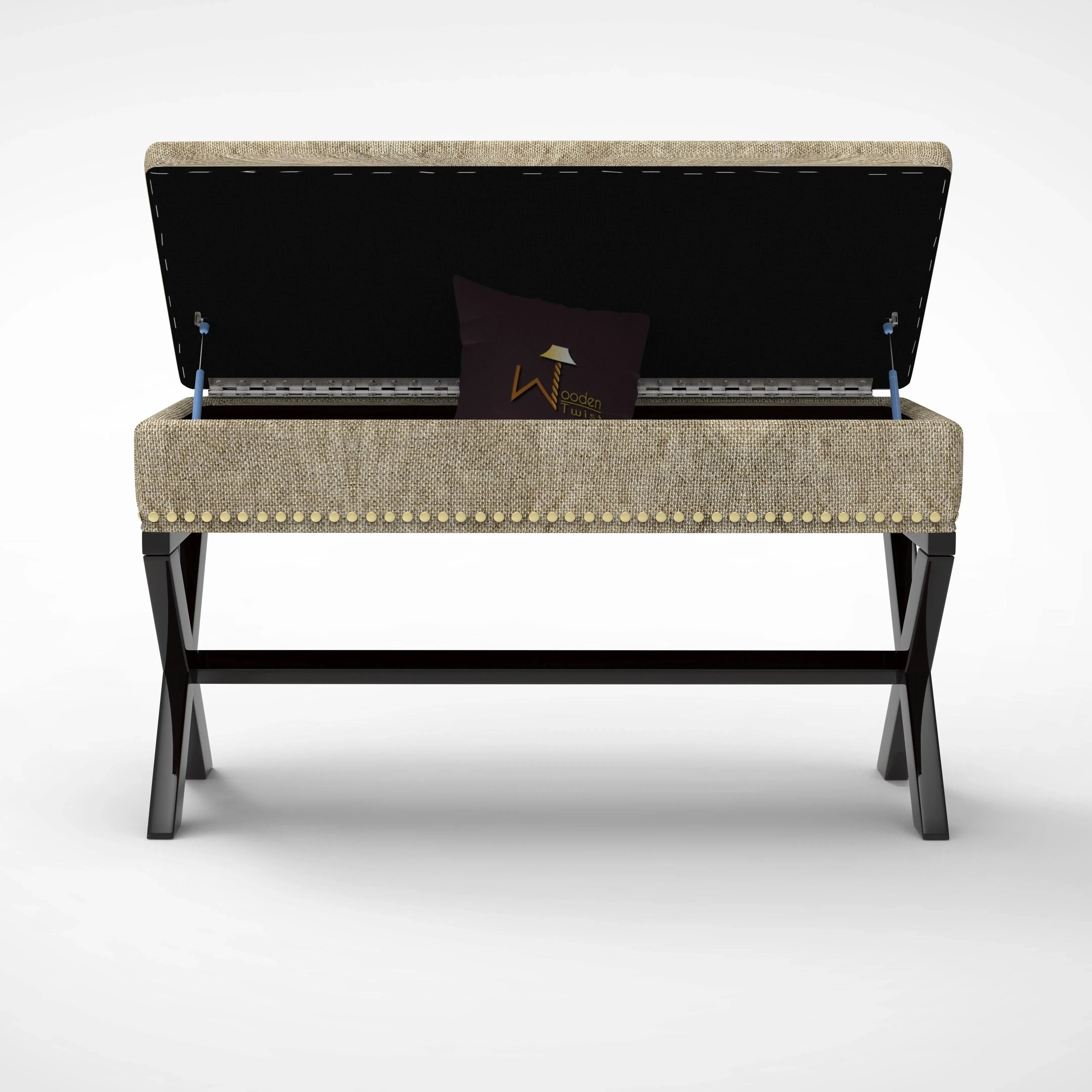 Rectangle Bench Storage in Ottoman Style, for Entryway or Living Room - WoodenTwist