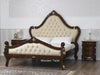 Teak Wood Queen Size Bed Hand Carved With Cushioned Design - Wooden Twist UAE