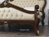Teak Wood Queen Size Bed Hand Carved With Cushioned Design - Wooden Twist UAE