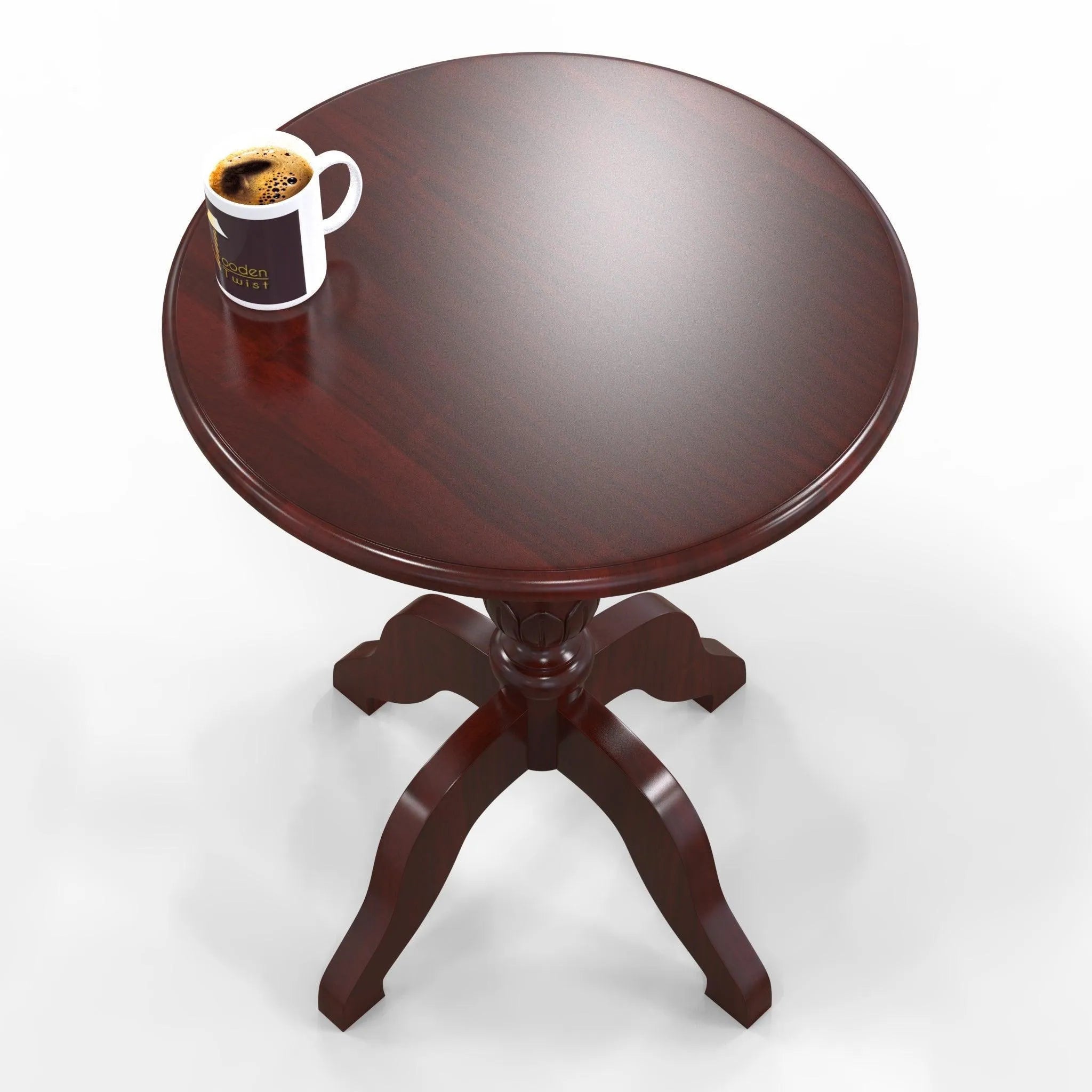 Teak Wood Round Carved Table Corner Side Table - Wooden Twist UAE