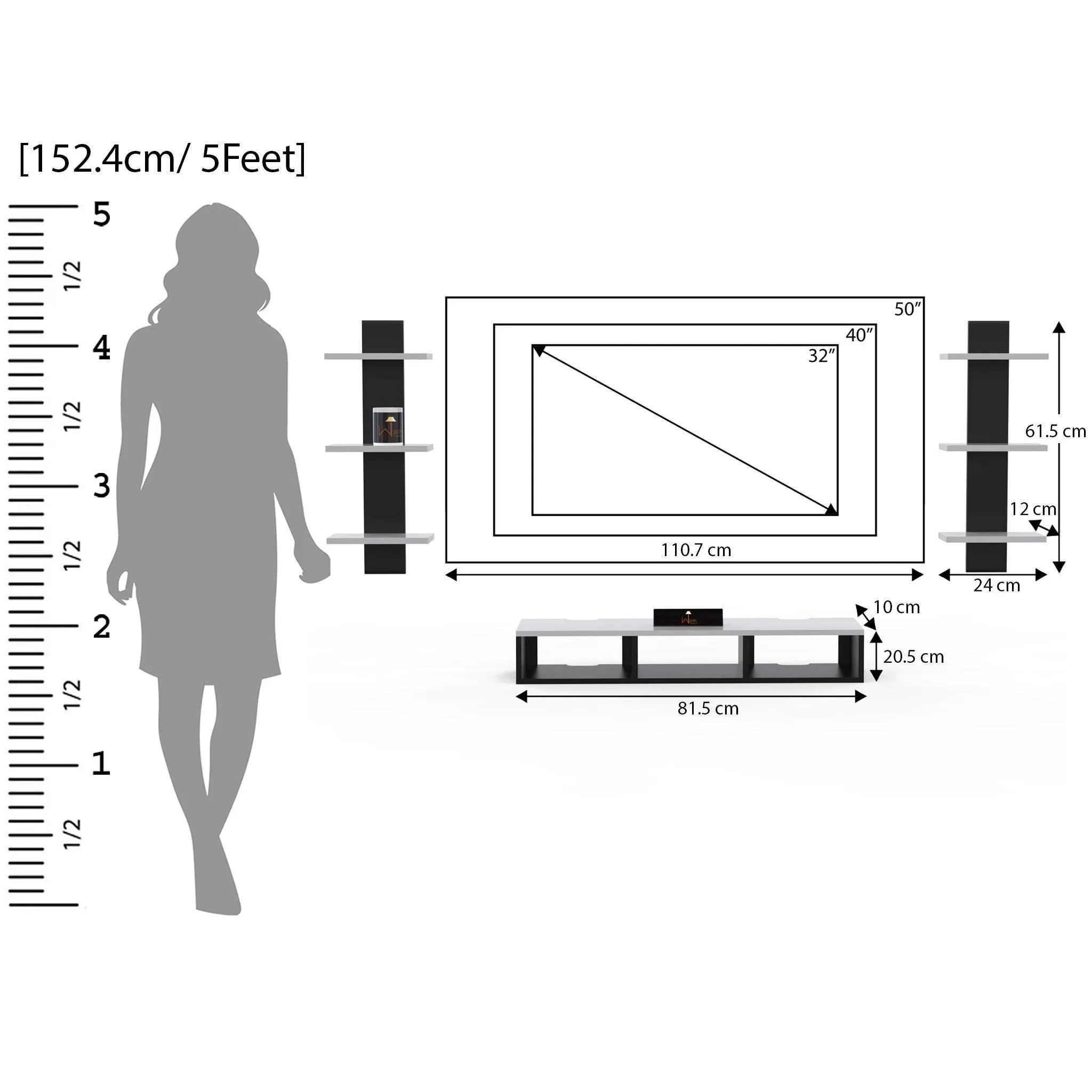 Wooden Twist Wall Mounted TV Unit, Cabinet, with TV Stand Unit Wall Shelf for Living Room - Wooden Twist UAE