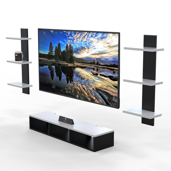 Wooden Twist Wall Mounted TV Unit, Cabinet, with TV Stand Unit Wall Shelf for Living Room - Wooden Twist UAE