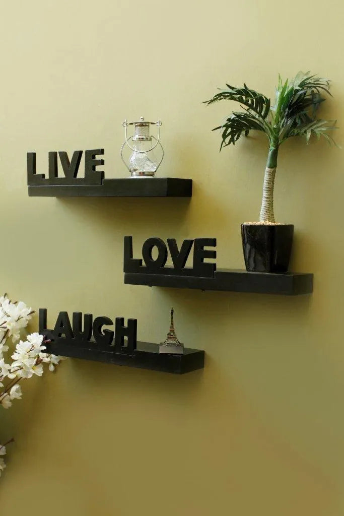 Wooden Beautiful Floating Wall Shelves (Set Of 3) - Wooden Twist UAE