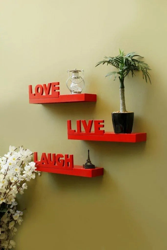 Wooden Beautiful Floating Wall Shelves (Set Of 3) - Wooden Twist UAE