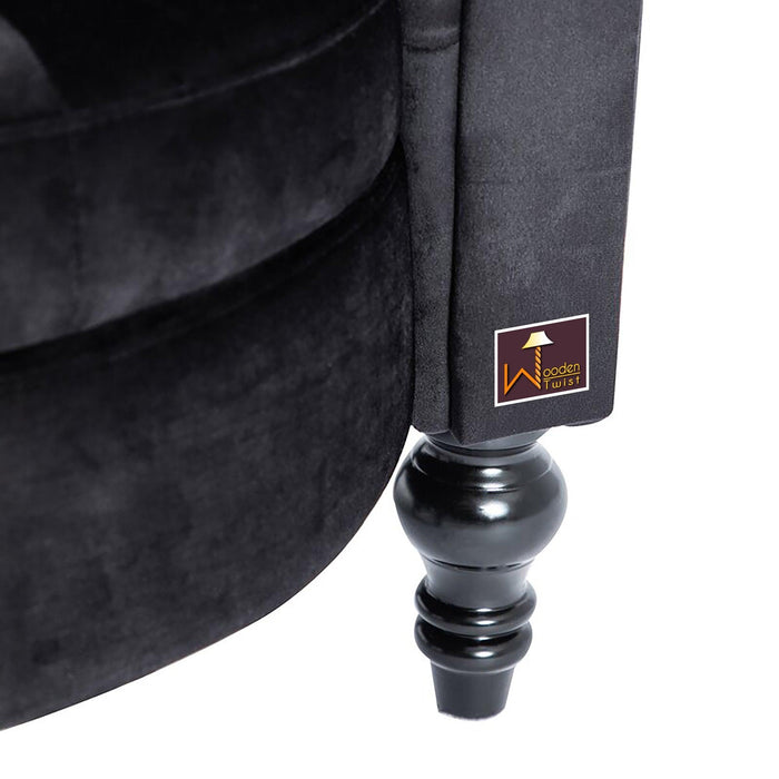Wooden Wide Tufted Velvet High Back Throne Armless Chair with Storage (Black) - Wooden Twist UAE