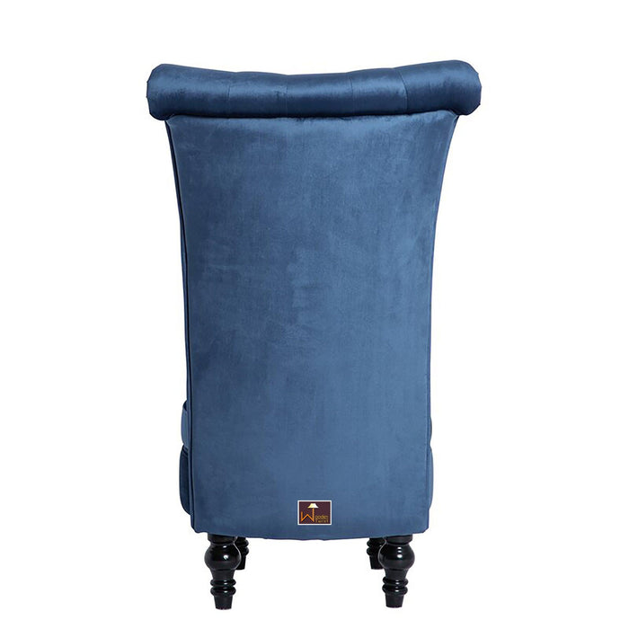 Wooden Wide Tufted Velvet High Back Throne Armless Chair with Storage (Blue)