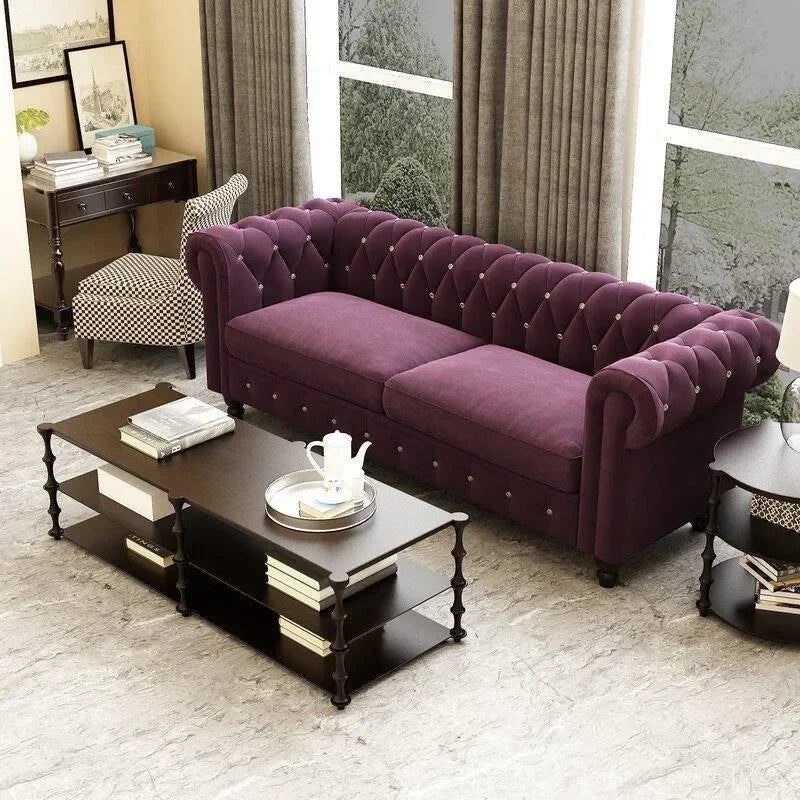 A Graceful Chesterfield Sofa With a Modern Velvet Finish