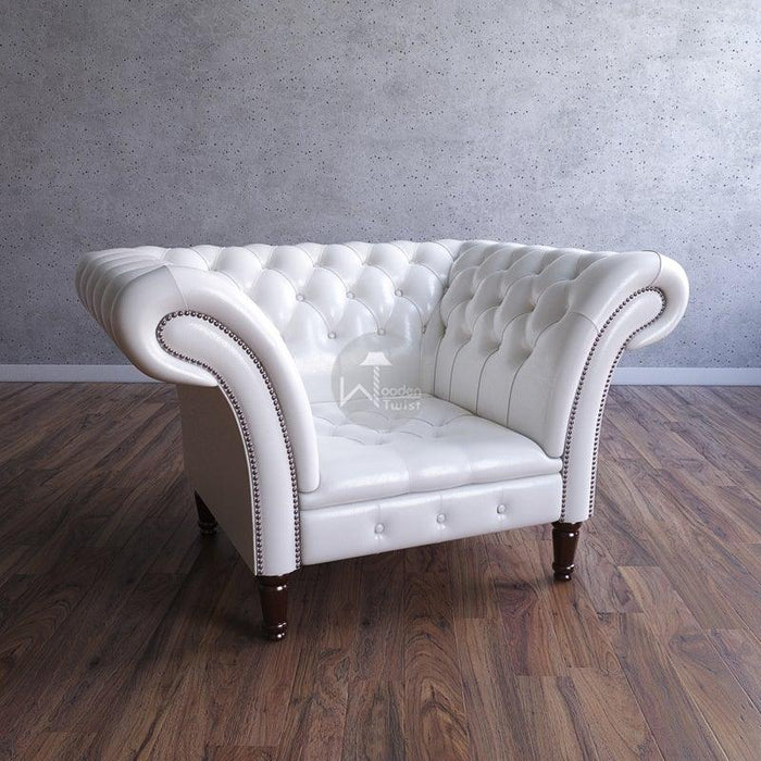 Single Seater Sofa (Teak Wood, Walnut Legs Finish) - Wooden Twist UAE