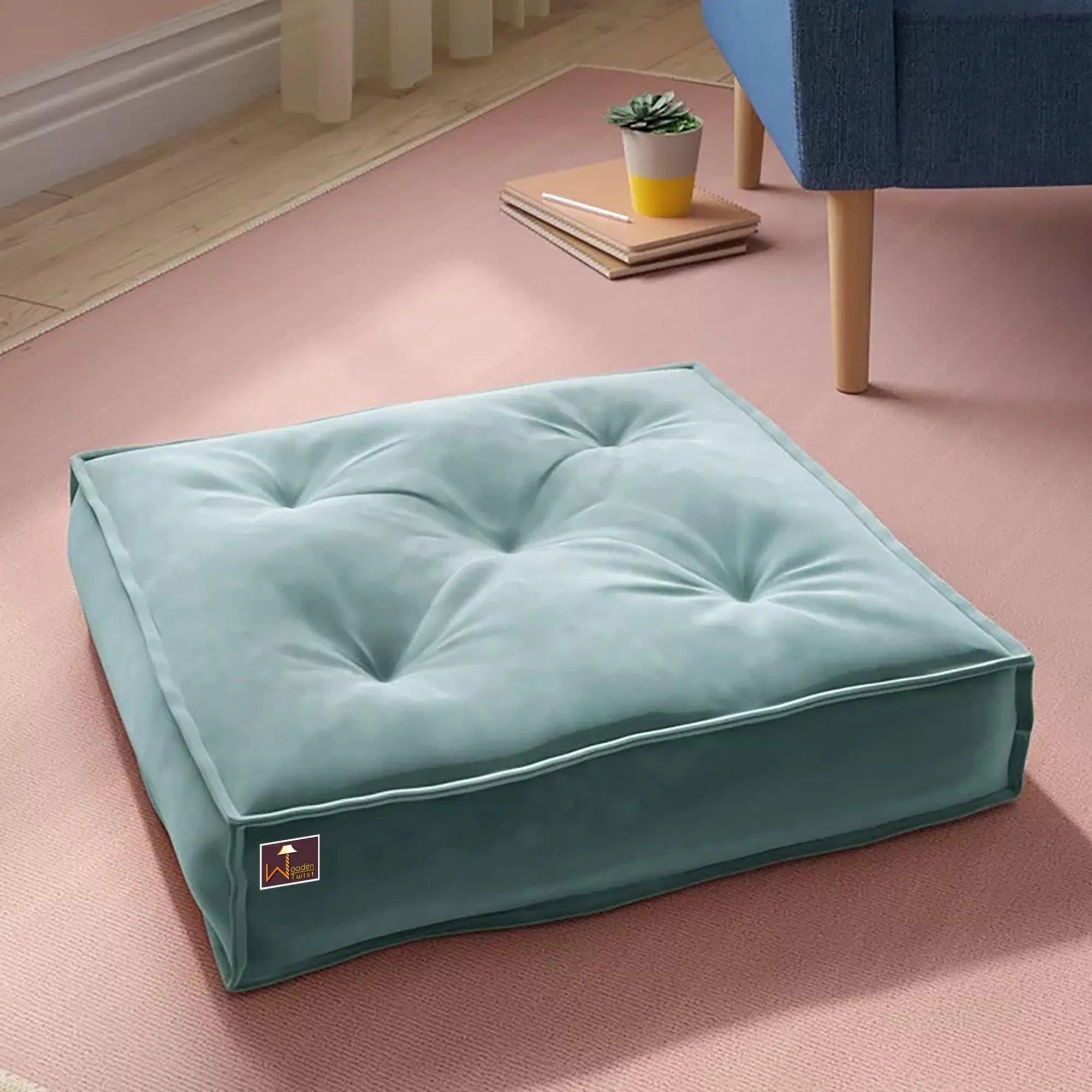 Square Shape Floor Pillow Comfort for Seating (Pack of 1) - Wooden Twist UAE