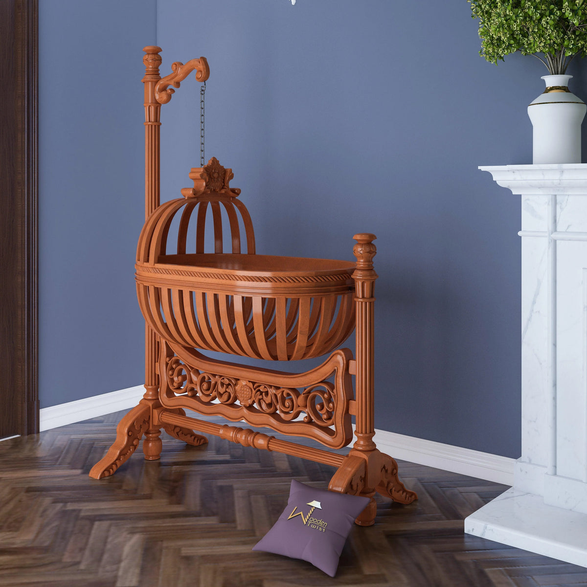 Royal Teak Wood Baby Cradle