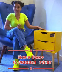 Amazing Bedside Table with Two Drawers (Yellow) - Wooden Twist UAE