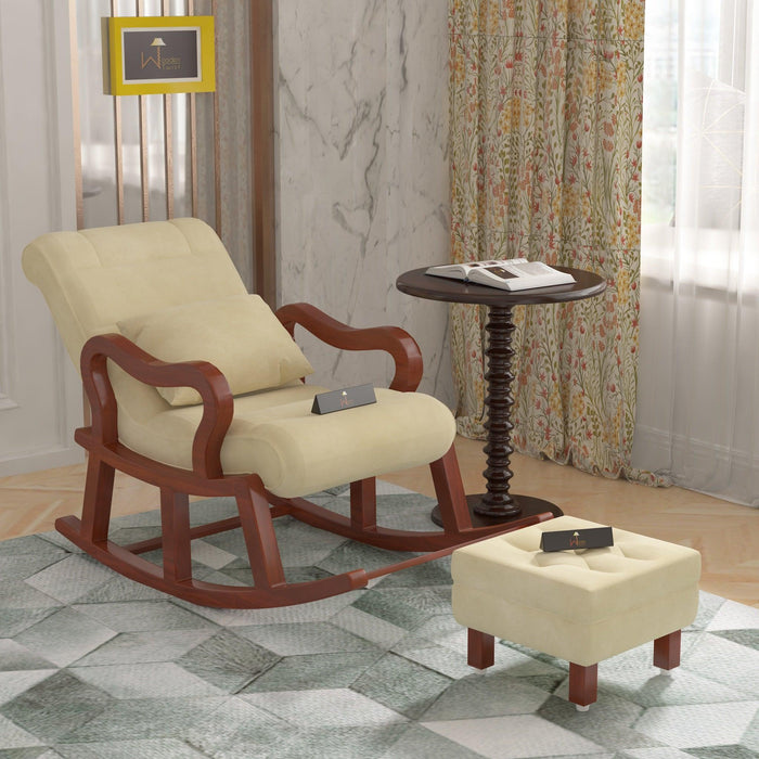 Recliner Wooden Rocking Chair with Footrest