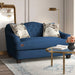 Wooden Recessed Arm Loveseat Sofa 2 Seater Blue (Walnut Legs) - Wooden Twist UAE