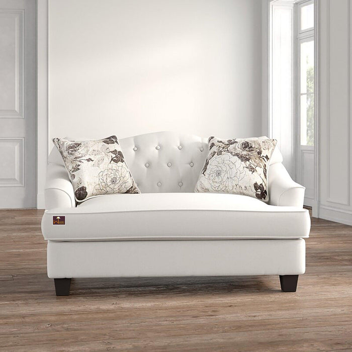 Wooden Recessed Arm Loveseat Sofa 2 Seater, Beige (Walnut Legs) - Wooden Twist UAE