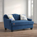 Wooden Recessed Arm Loveseat Sofa 2 Seater Blue (Walnut Legs) - Wooden Twist UAE