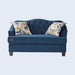 Wooden Recessed Arm Loveseat Sofa 2 Seater Blue (Walnut Legs) - Wooden Twist UAE