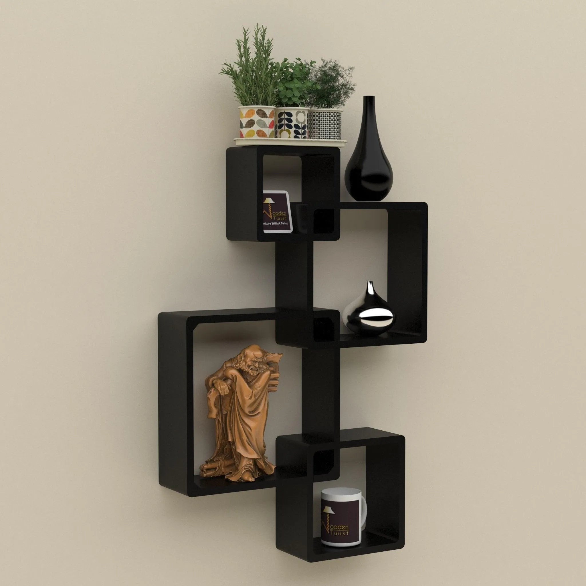 Rafuf Intersecting Floating Wall Shelves with 4 Shelves - Wooden Twist UAE