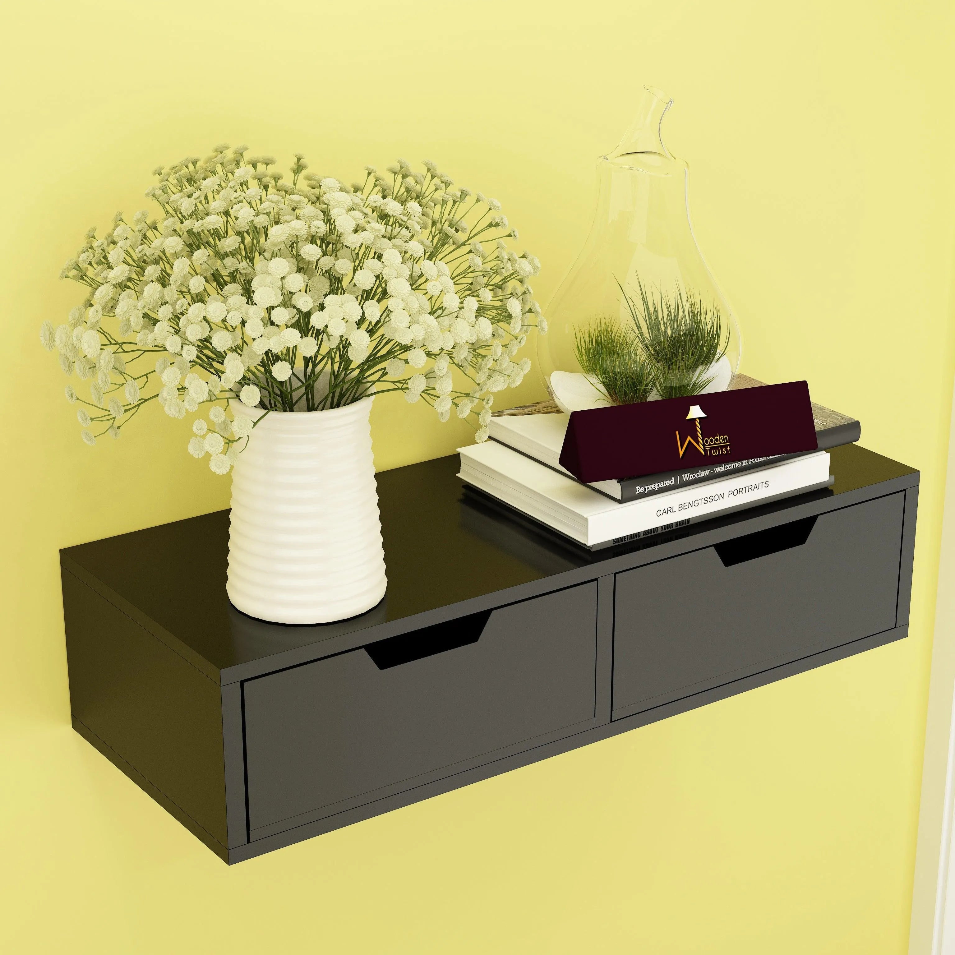 Engineered Wood Wall Shelf with Drawer - Wooden Twist UAE