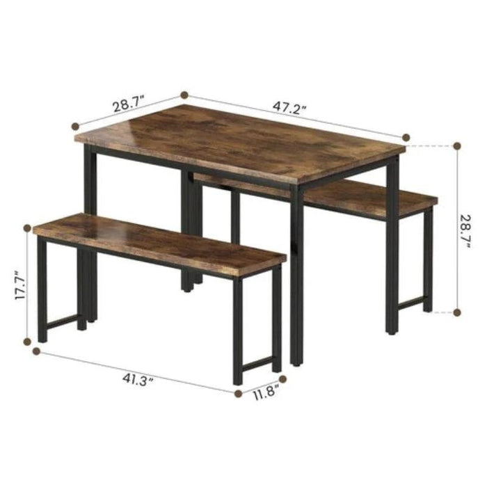 4 - Person Breakfast Nook Dining Table Set with Bench (Metal Legs)