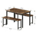 4 - Person Breakfast Nook Dining Table Set with Bench (Metal Legs) - Wooden Twist UAE