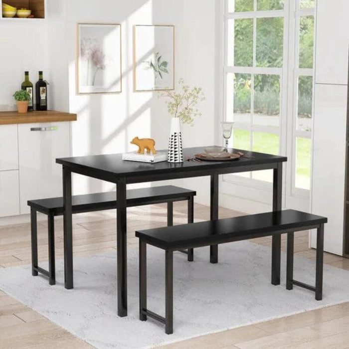 4 - Person Breakfast Nook Dining Table Set with Bench (Metal Legs) - Wooden Twist UAE