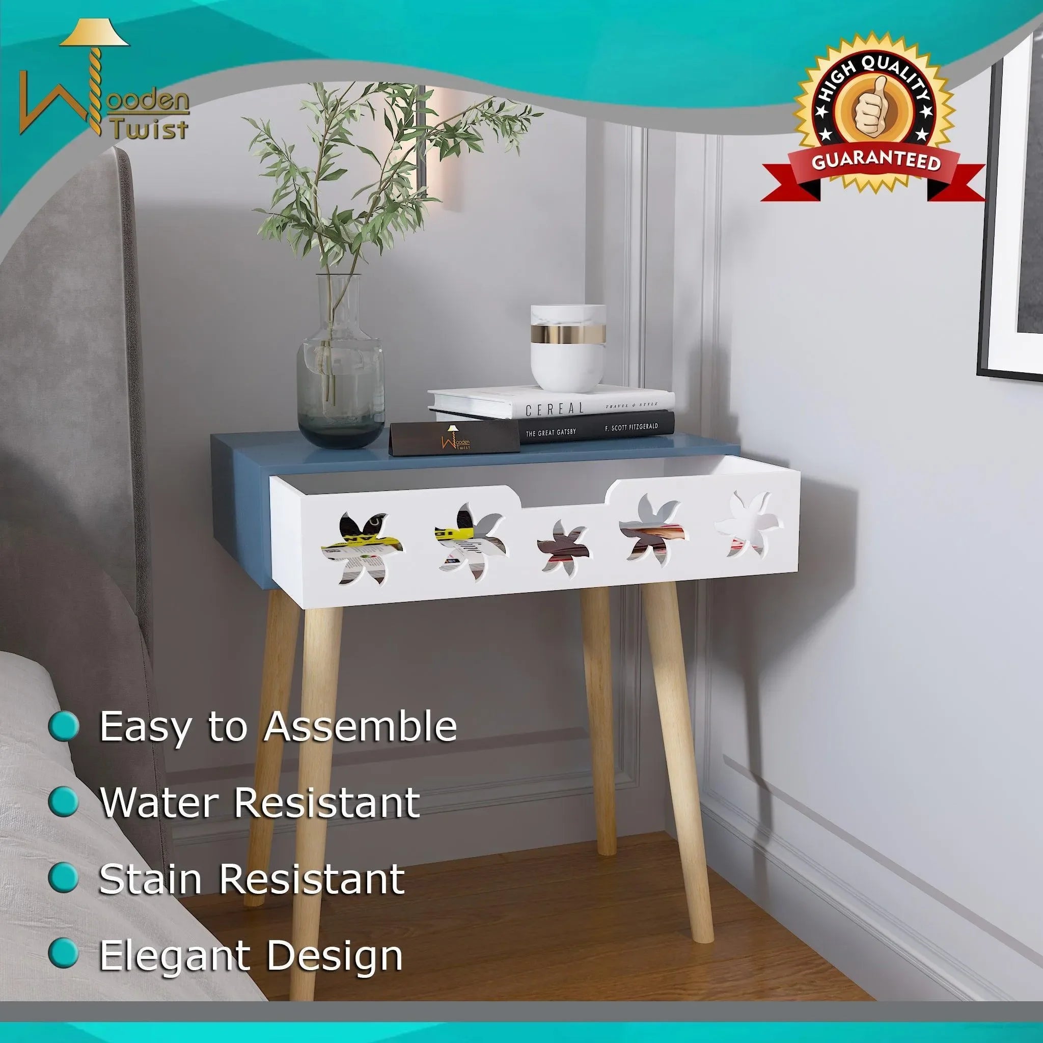 Estrella Wooden Bedside Table With Storage Drawer - Wooden Twist UAE