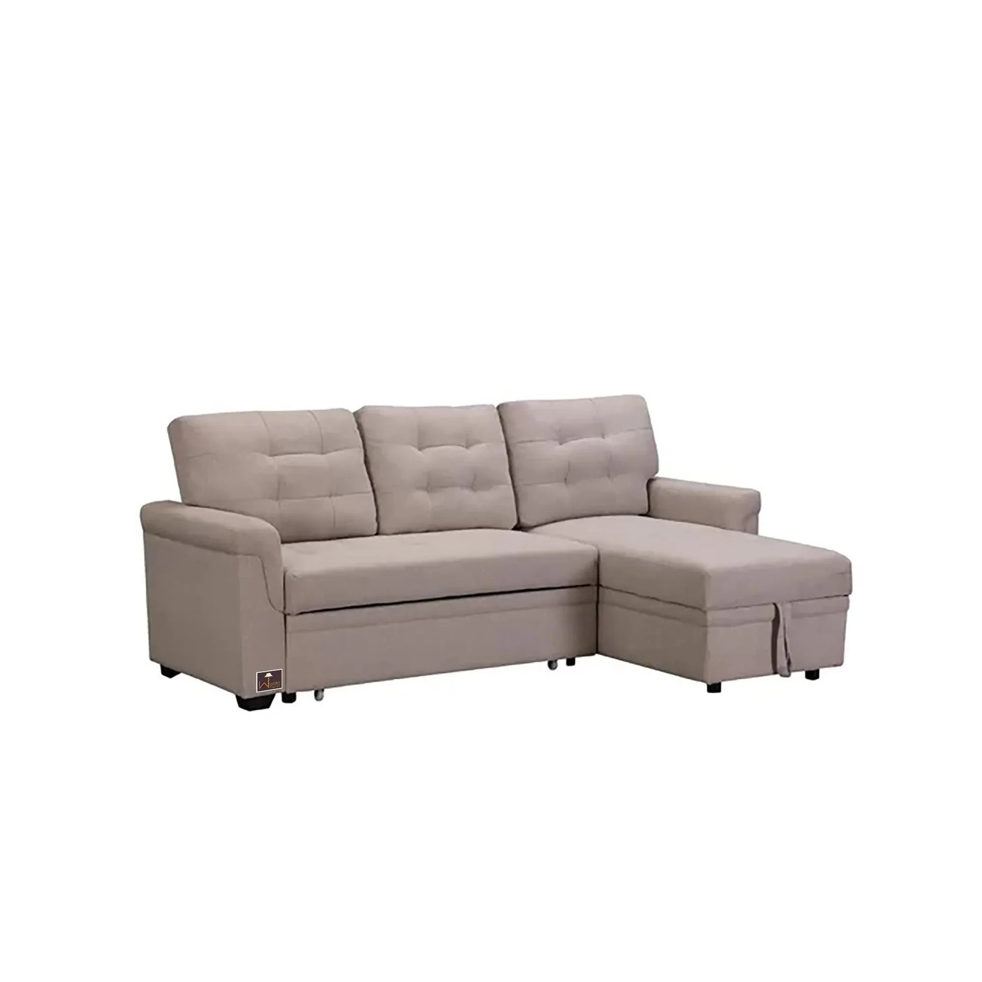 Modern 5 Seater L-Shape Sofa Cum Bed with Comfort Cushion - Wooden Twist UAE