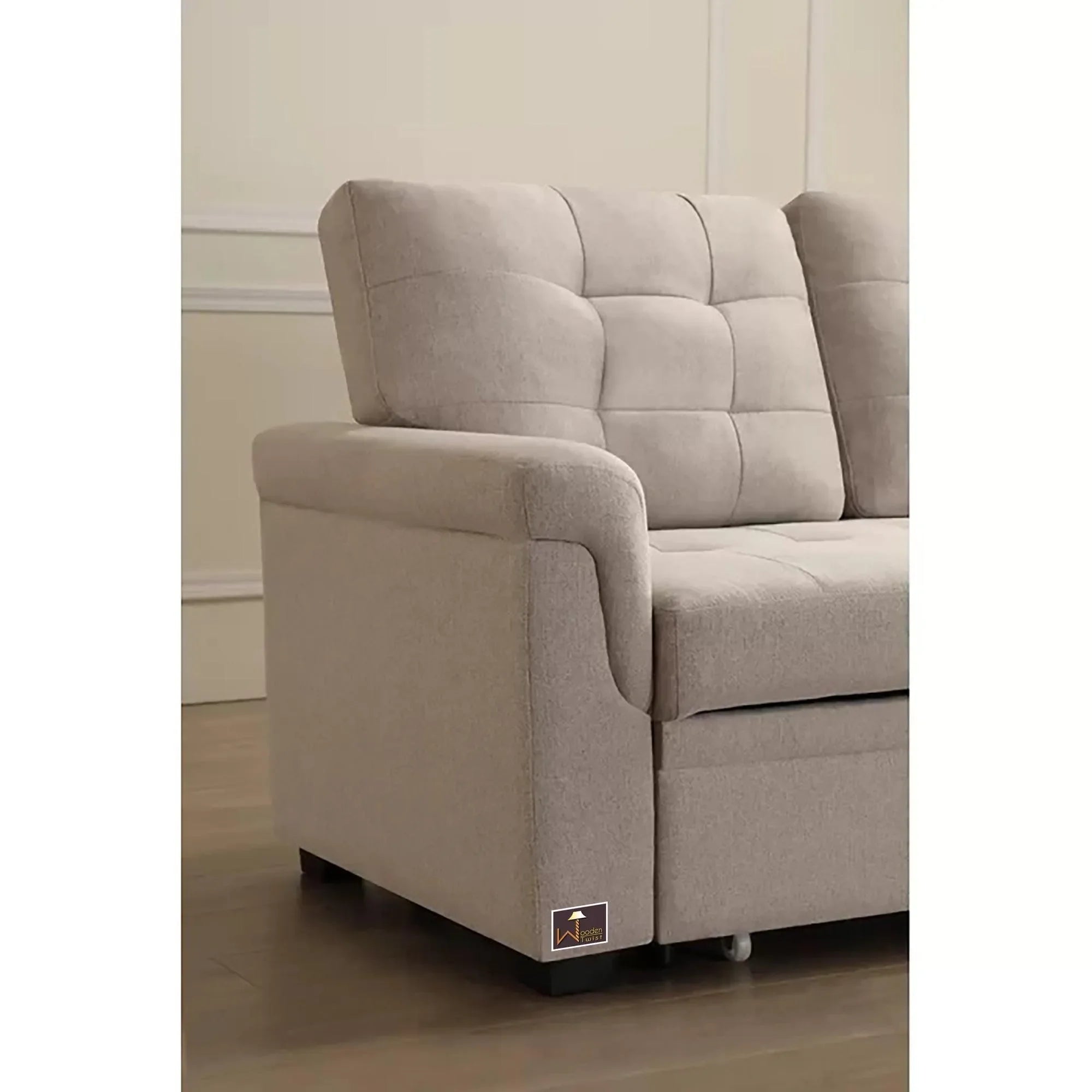 Modern 5 Seater L-Shape Sofa Cum Bed with Comfort Cushion - Wooden Twist UAE