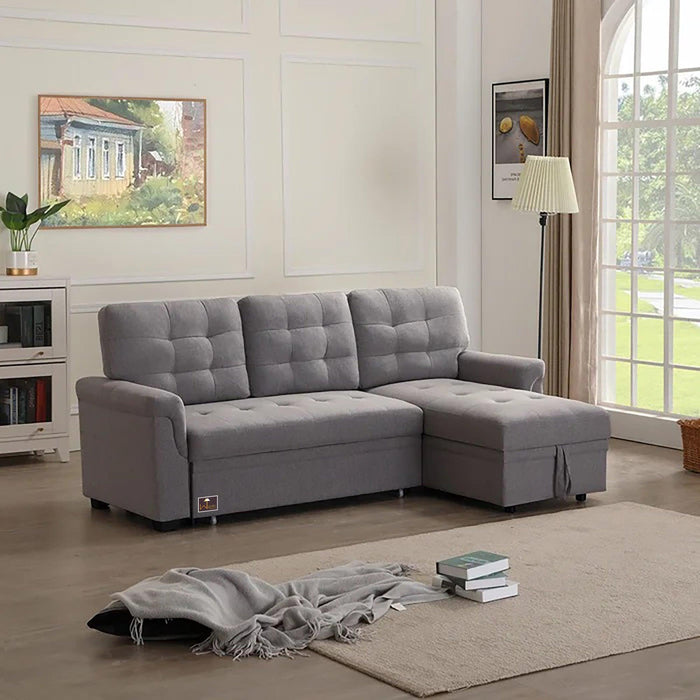 Modern 5 Seater L-Shape Sofa Cum Bed with Comfort Cushion - Wooden Twist UAE