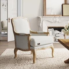 Wooden Bransford Arm Chair (Taupe Polyester) - Wooden Twist UAE