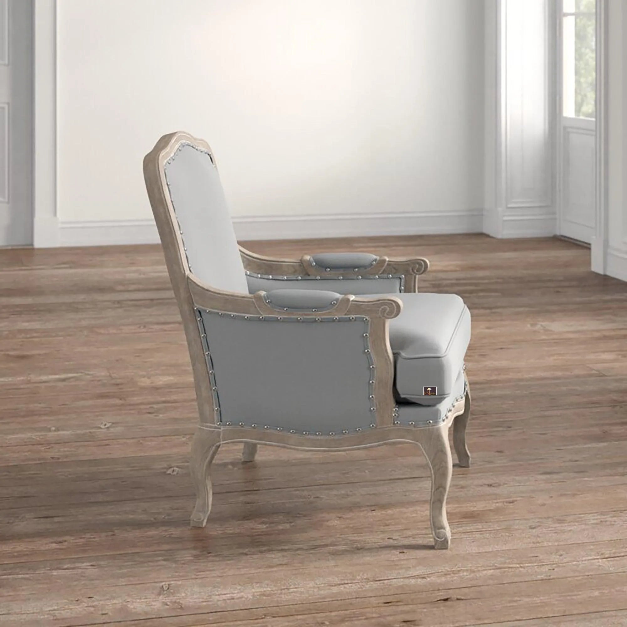 Wooden Bransford Arm Chair (Taupe Polyester) - Wooden Twist UAE