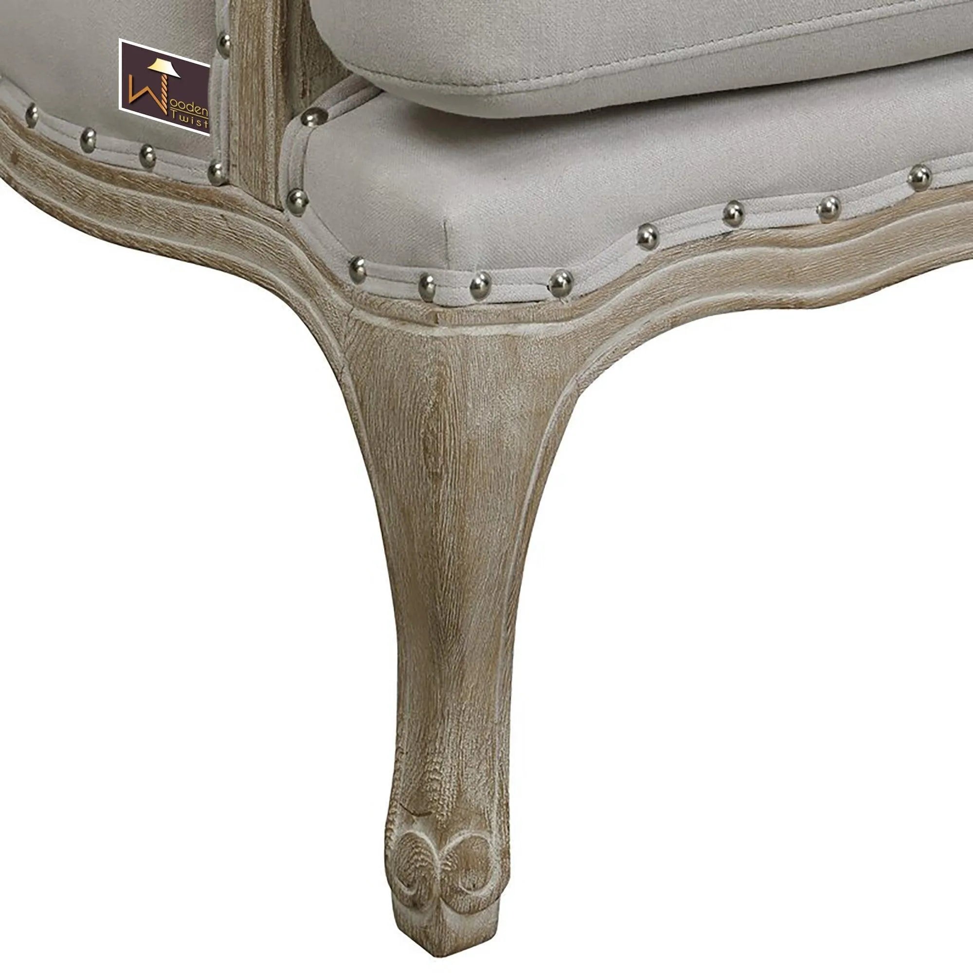 Wooden Bransford Arm Chair (Taupe Polyester) - Wooden Twist UAE