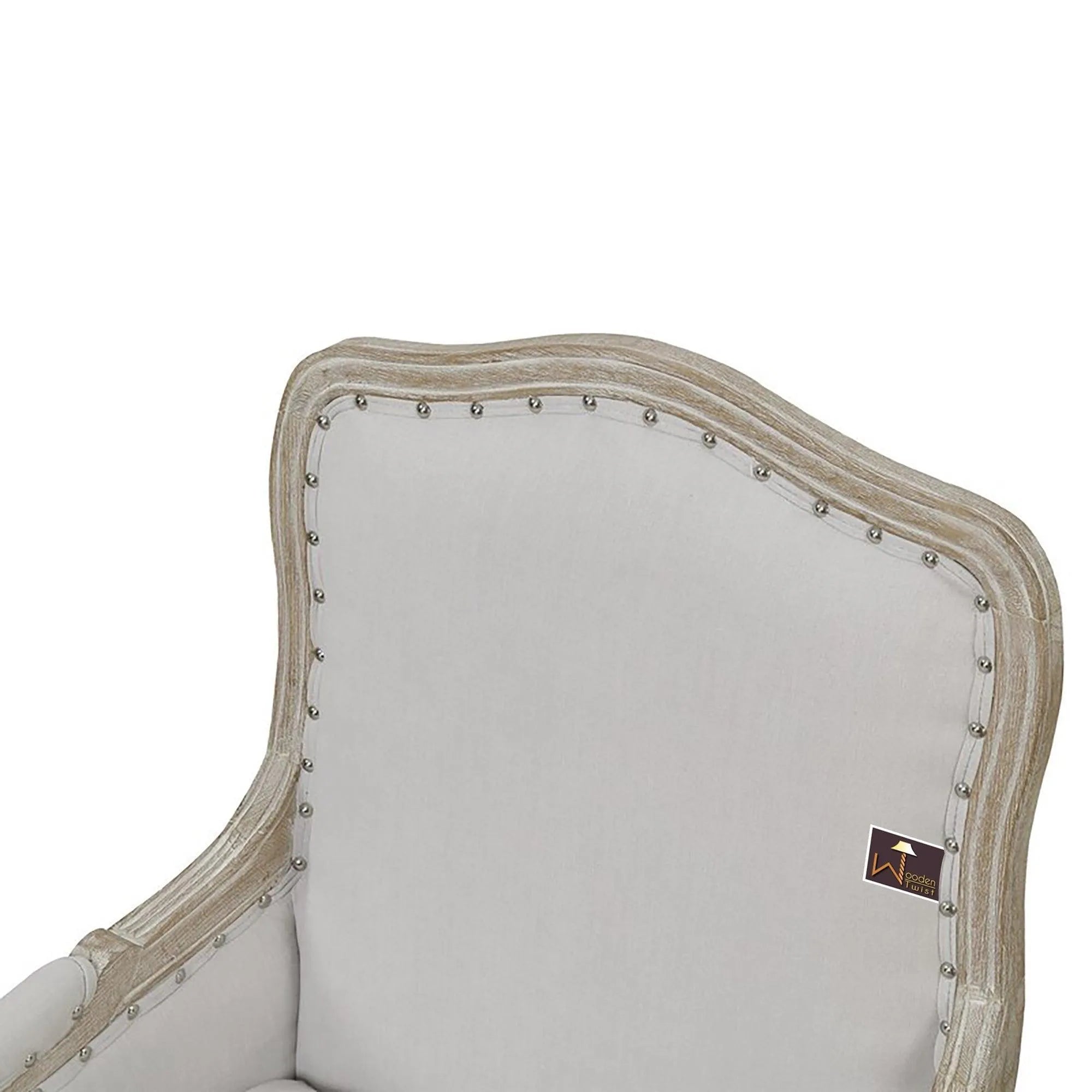 Wooden Bransford Arm Chair (Taupe Polyester) - Wooden Twist UAE