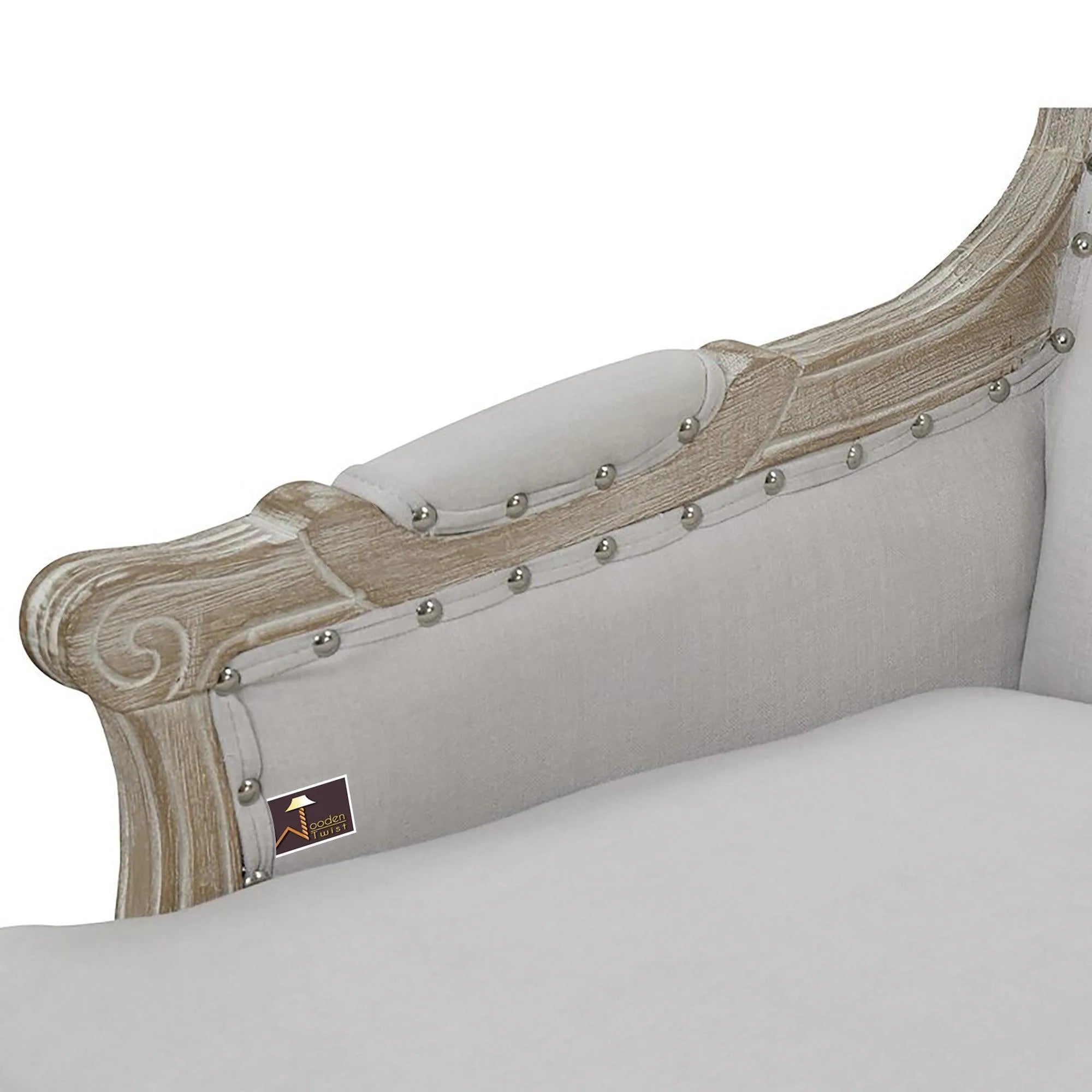 Wooden Bransford Arm Chair (Taupe Polyester) - Wooden Twist UAE