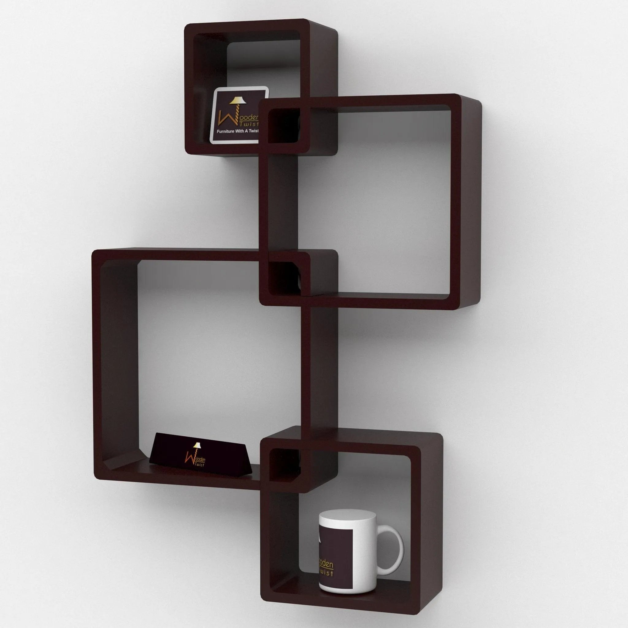 Rafuf Intersecting Floating Wall Shelves with 4 Shelves - Wooden Twist UAE