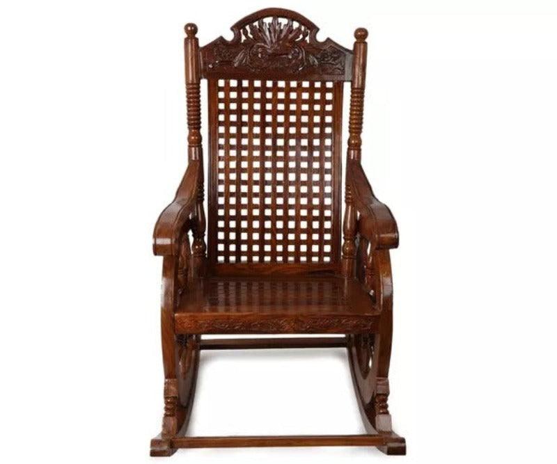 Premium Solid Teak Wood Grandpa Rocking Chair - Wooden Twist UAE