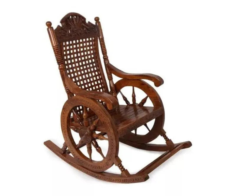 Premium Solid Teak Wood Grandpa Rocking Chair - Wooden Twist UAE