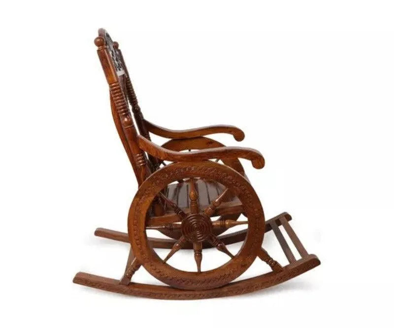 Premium Solid Teak Wood Grandpa Rocking Chair - Wooden Twist UAE